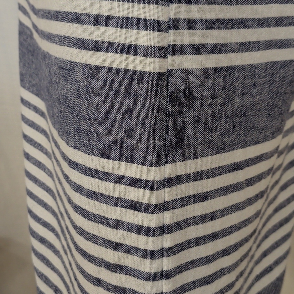 Linen Blue & White Striped Sleeveless Dress - Picture 8 of 10
